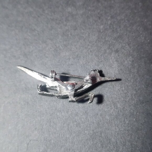 Vintage Roadrunner Brooch Pin Running Bird Silver Tone - Picture 2 of 4